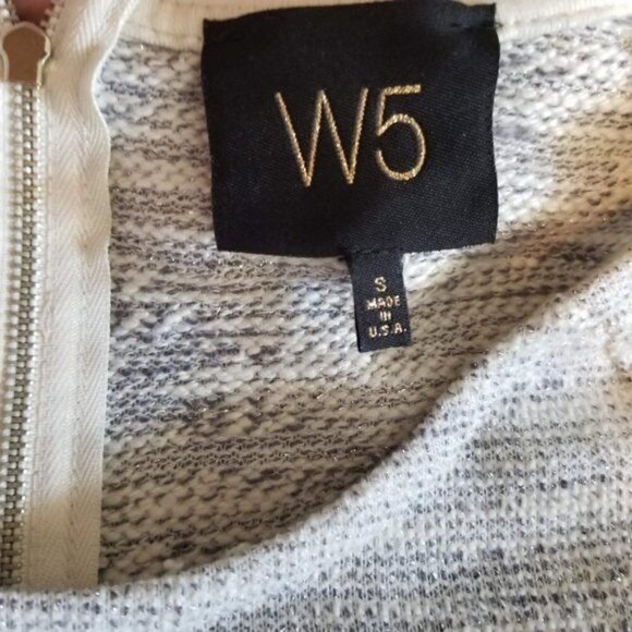 Anthropologie W5 Heather Gray Zip Back 3/4 Sleeve Pullover Fringe Sweatshirt Sm - Picture 9 of 10